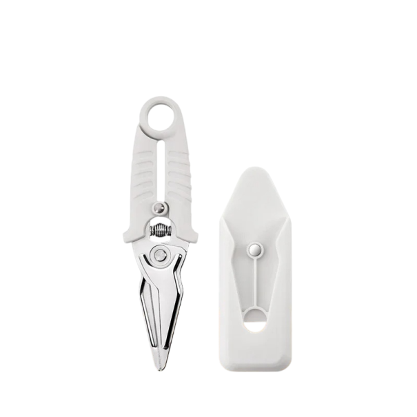 Tijeras de cocina universales 2 en 1 con punta curva y funda Acero inoxidable Hojas afiladas Empuñadura ergonómica Almacenamiento seguro blanco