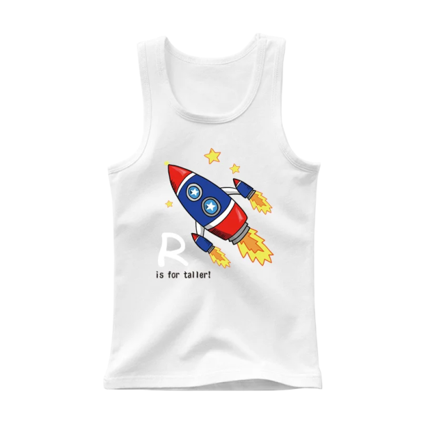 Tílho de algodão para crianças com estampado de foguete espacial Camiseta sem mangas com decote redondo Top de verão para rapazes e raparigas Várias cores branco 14