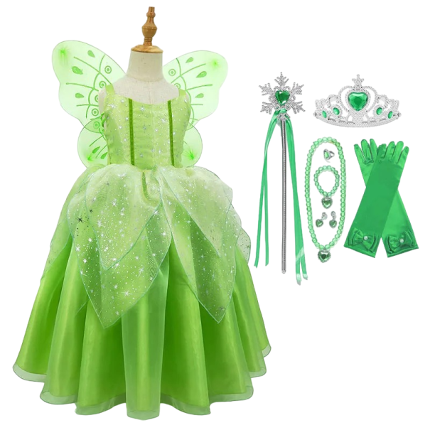 Tinkerbell fe kostym med vingar och tillbehör Kostym för tjejer Cosplay fairy Tinkerbell Carnival kostym Halloween kostym Tjejklänning Tinkerbell fairy 6