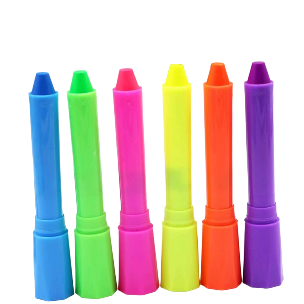 Tintas para o rosto e corpo 6 pcs Cores neon em lápis Conjunto de bastões de pintura Maquilhagem de Halloween 1