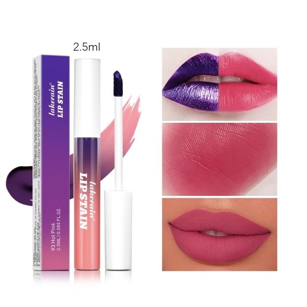 Tinte labial rosa resistente al agua de larga duración 2,5 ml Color de labios sutil Efecto natural Color de labios líquido Secado rápido hot pink