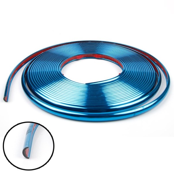 Tira autoadhesiva cromada para coche 8m azul