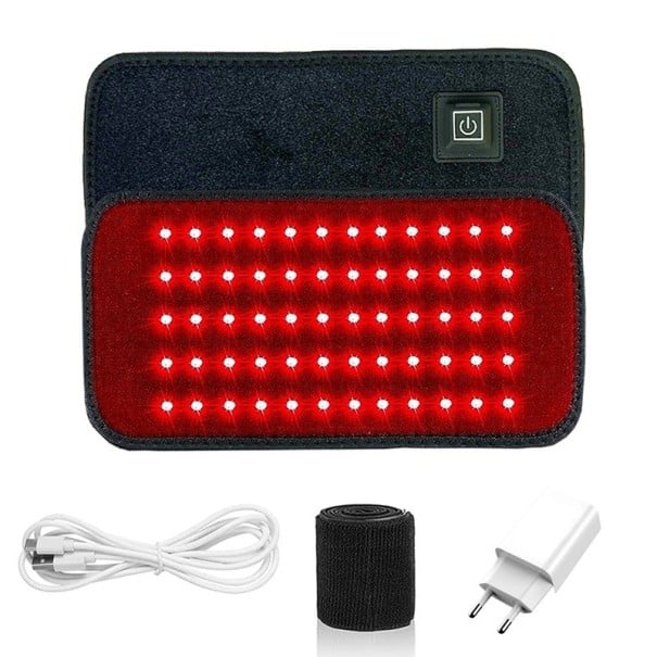 Tira de luz LED para terapia de luz roja e infrarroja 2 en 1, 17,5 x 9 cm, 105 LED, 660 nm, 850 nm, temporizador de intensidad ajustable, adaptador 1