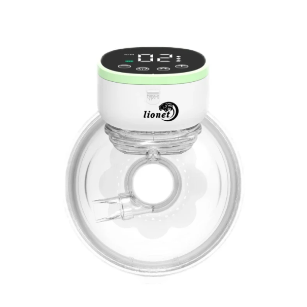 Tire-lait électrique 800mAh Portable Sans BPA Affichage LED Chargement USB Mode massage Réglage de la force d&#39;aspiration Diamètre 12 cm vert