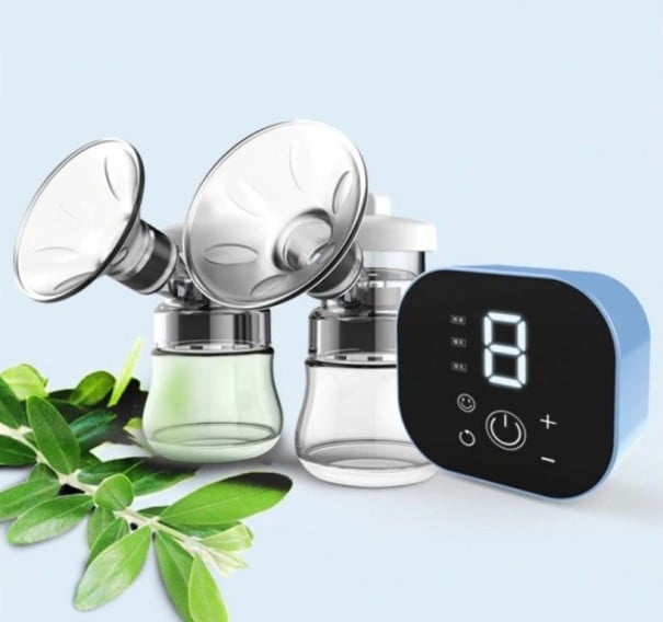 Tire-lait électrique double avec coussinet de massage Programmes et vitesses d'aspiration Contrôle tactile Bouteilles de 150 ml Recharge via USB 1