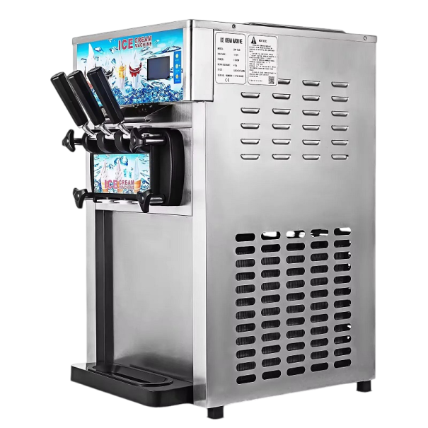 Tisch-Eismaschine, professionelle Eismaschine, Eismaschine mit 3 Geschmacksrichtungen, 1200 W, Eismaschine mit LCD-Panel, 55 x 42 x 76 cm 1