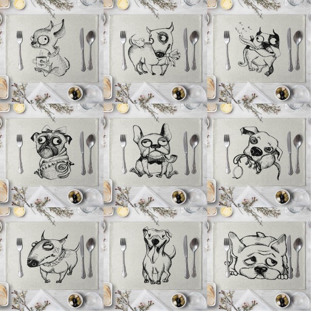 Tischdecke mit Cartoon-Hundemotiv
