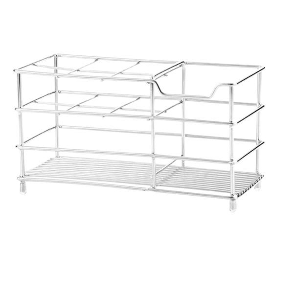 Tischorganisator für Zahnbürsten und Kosmetik aus rostfreiem Stahl 18,7 x 10,2 cm Freistehender Badezimmerständer mit separaten Fächern silbern