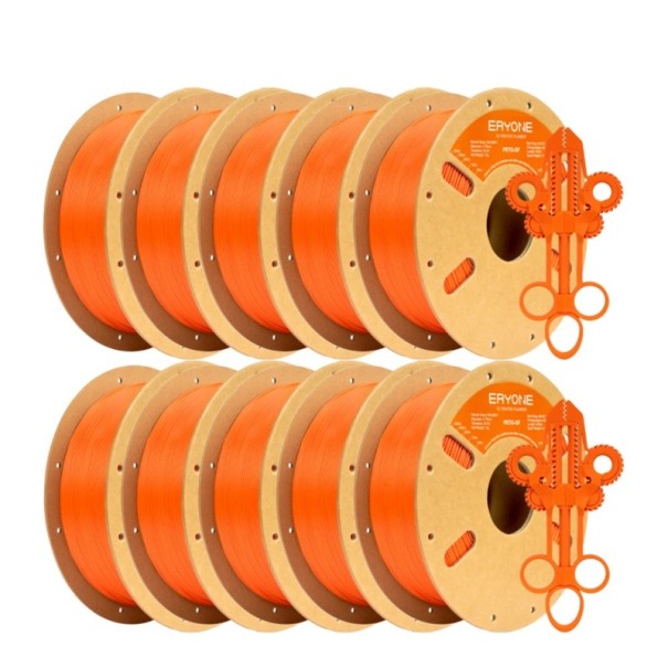 Tisková struna PETG-GF Se skelným vláknem 1,75 mm 10 kg Tolerance ±0,03 mm Tryska 250-280 °C Pro pevné a tvarově stálé výtisky a 3D tisk oranžová