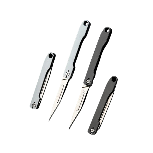 Titanium Foldekniv 10 cm med 10 Reserveblade Holdbar Lommeskalpel EDC Værktøj Præcisionsskæring Hobbyarbejde Modelbygning Håndværk Gør-det-selv 1