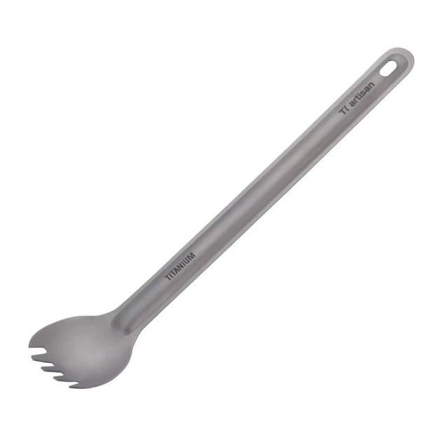 Titanium Spoon with Long Handle and Fork Ultralight Camping Cutlery from Titanium Silver Portable Travel Spoon for Camping 1