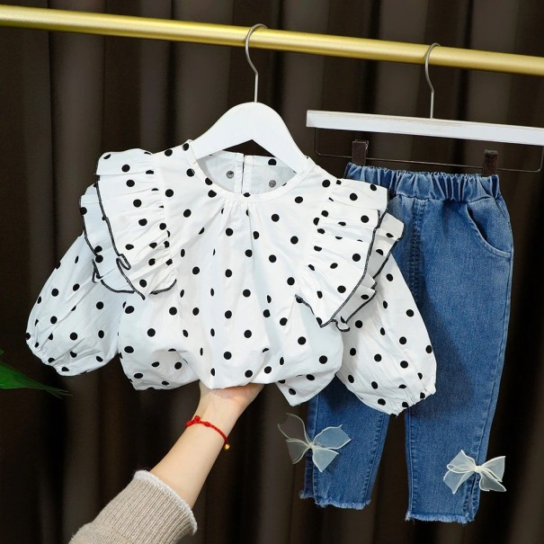 Tjejblus och jeans L1143 orange 12-24 månader