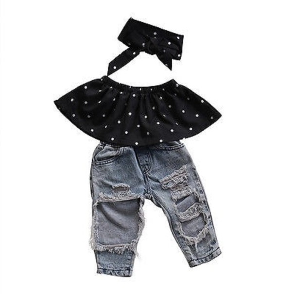 Tjejblus och jeans L1344 12-18 månader