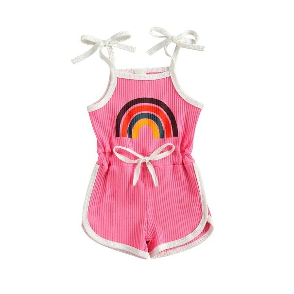Tjejer jumpsuit med regnbåge mörkrosa 4