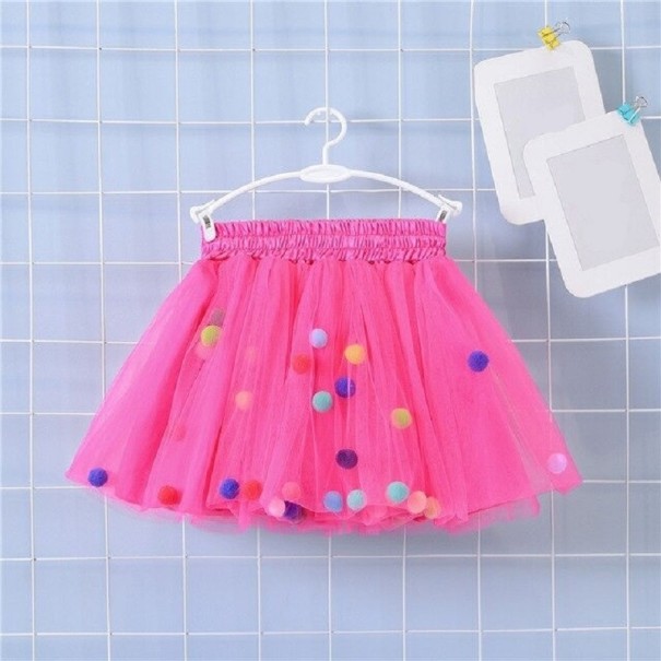 Tjejkjol med pompoms L1001 mörkrosa 10