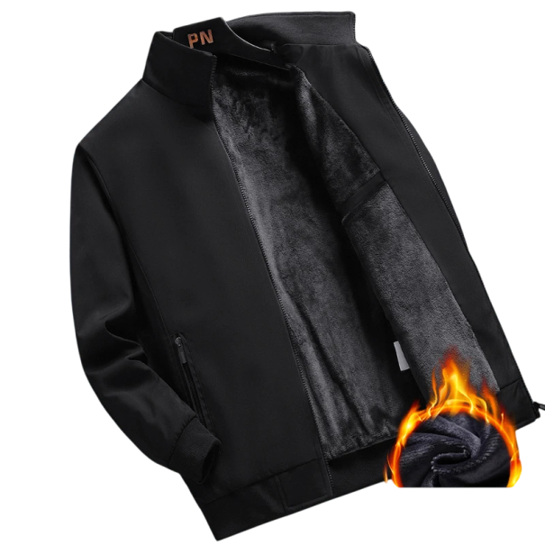 Tjock varm herr vinterjacka med dragkedja och polokrage POLYESTER avslappnad höstjacka i olika färger för män svart XS