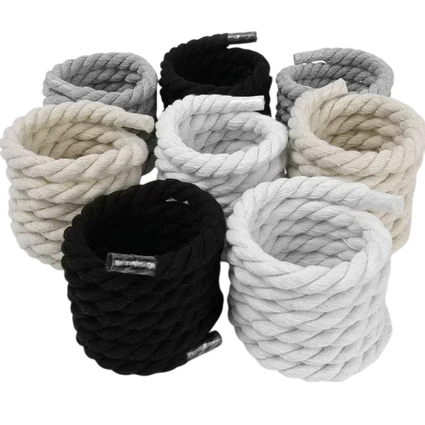 Tjocka bomullsskosnören 140 cm Snygg naturlig bomull vridet rep Retro snörning Rejäla skosnören för sneakers Ankelboots