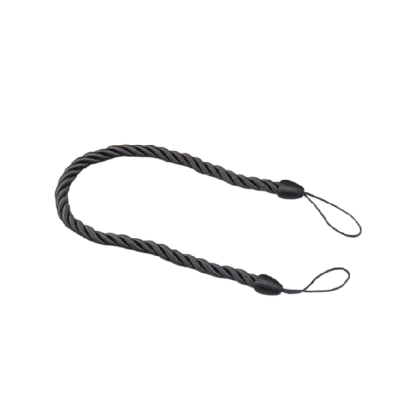 Tkané závěsné úvazy dekorativní šňůra 70 cm polyester textilní úchyt pro stažení závěsů a záclon v interiéru černá