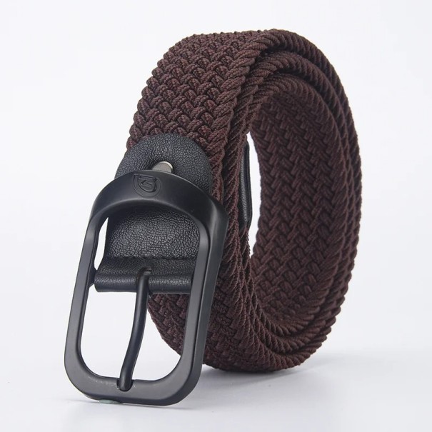 Tkaný elastický pásek unisex 3,3 cm Černý textilní opasek s kovovou přezkou Pružný módní doplněk k džínám kalhotám i šortkám hnědá 100 cm