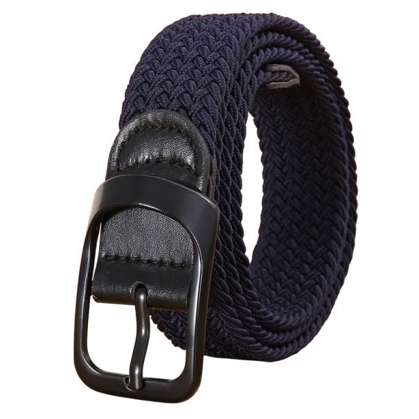 Tkaný pásek 110 x 3,2 cm Pánský elastický opasek do kalhot s pevnou přezkou ze slitiny Stylový doplněk na běžné nošení Praktičnost a pohodlí tmavě modrá