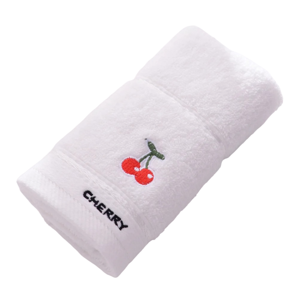 Toalha de algodão para crianças com estampado de fruta Toalha de mão infantil de algodão macio 50 x 25 cm branco