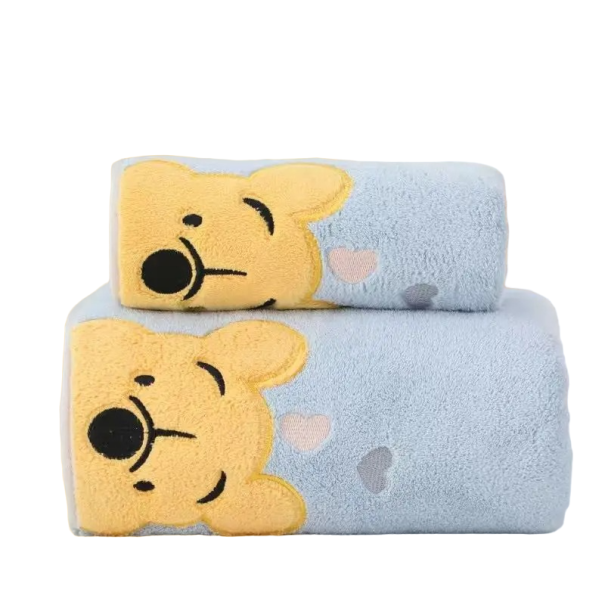 Toalla de baño infantil con estampado de osito Toalla de baño suave para niños Toalla infantil con estampado de osito Toalla suave 70 x 140 cm azul
