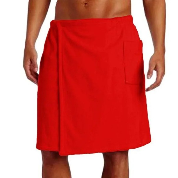 Toalla de sauna para hombre de microfibra Coral Fleece con bolsillo y velcro Toalla de sauna suave y absorbente Toalla de baño de secado rápido Accesorio de bienestar rojo S