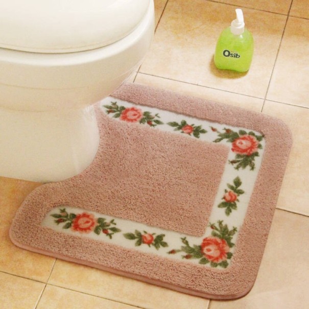 Toiletmat met bloemen roze 2