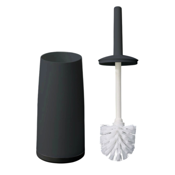 Toiletten WC Bürste mit Ständer lange Griff 26 cm Halter 11,3 × 37 × 9,5 cm Kunststoff Set zur Reinigung der Toilette für das Badezimmer schwarz