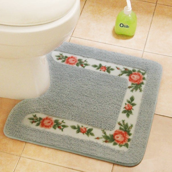 Toilettenvorleger mit Blumen hellblau 2