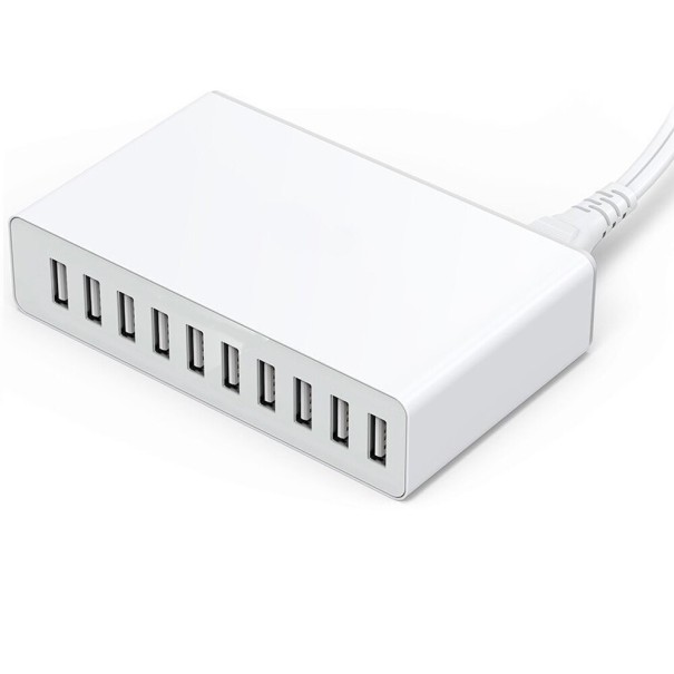 Töltőállomás 10 USB-port fehér