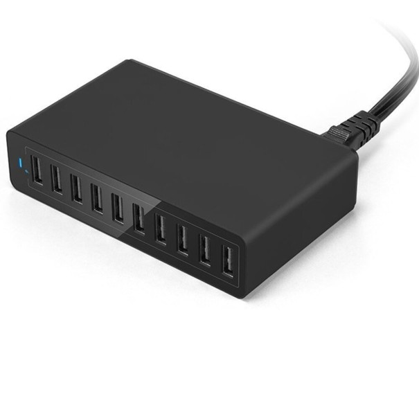 Töltőállomás 10 USB-port fekete