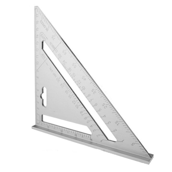 Tømrerens aluminiumstrekant 17 cm sølv
