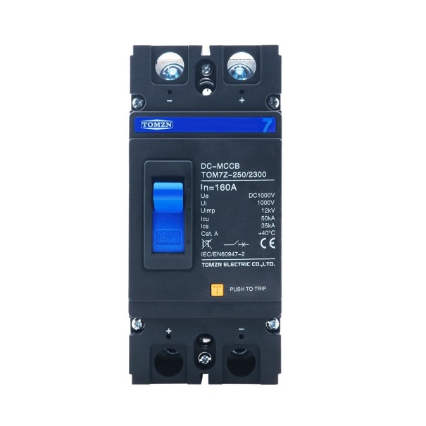 TOMZN 2P DC 1000 V MCCB Solar Circuit Breaker 160 A 82 x 166 mm Pressed Case Overload Protection Safe Power Control for PV Systems 1