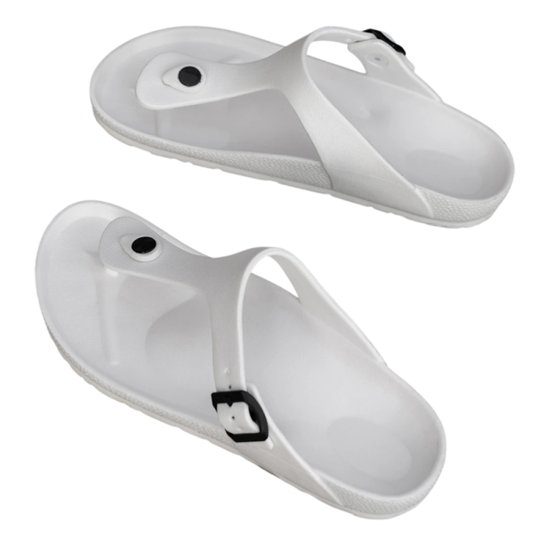 Tongs pour hommes avec boucle Sandales d'été entre les orteils en EVA Sangle ajustable Semelle intérieure moulée Semelle reliefée blanc 39,5