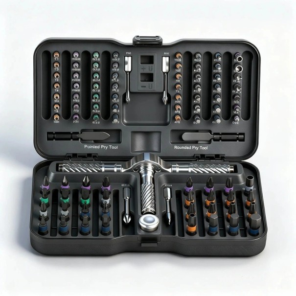Tool Case Set with Magnetic Ratchet Hand Screwdriver for Electronics Repairs at Home and Workshop in a Hard Case 1