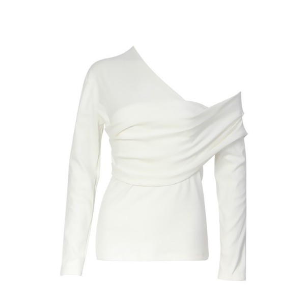 Top asimmetrico da donna con spalla scoperta bianco S