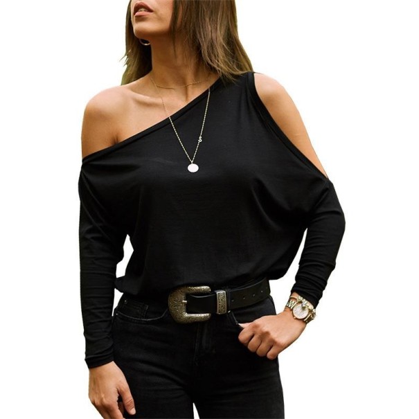Top asimmetrico da donna nero A1326 L