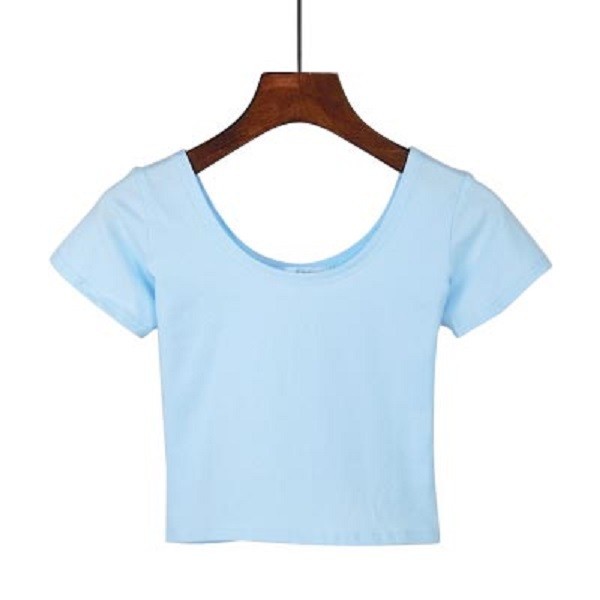Top corto basic da donna azzurro M