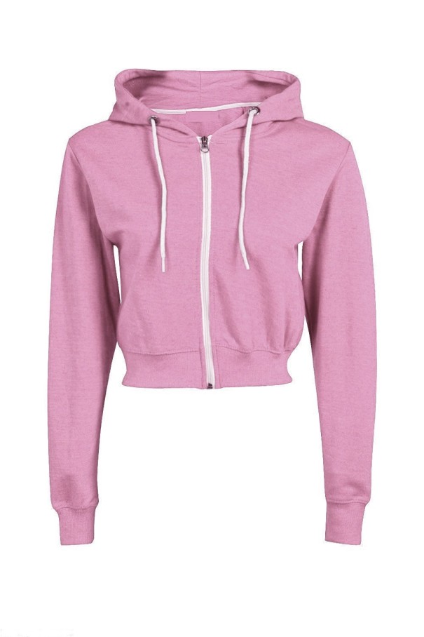 Top corto con capucha para mujer J2440 rosa S