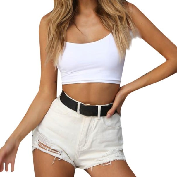 Top corto con cordones para mujer A1248 blanco M