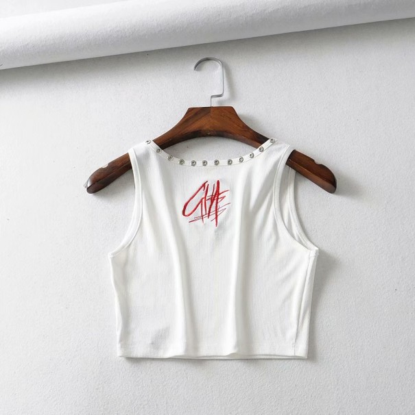 Top corto sin mangas para mujer B276 blanco S