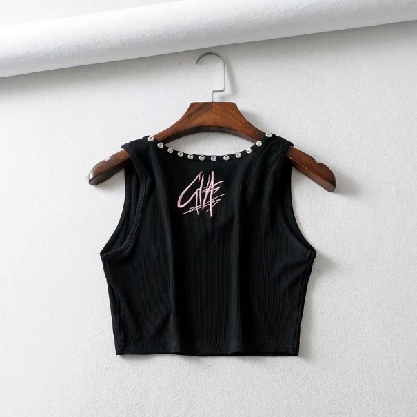 Top corto sin mangas para mujer B276 negro M