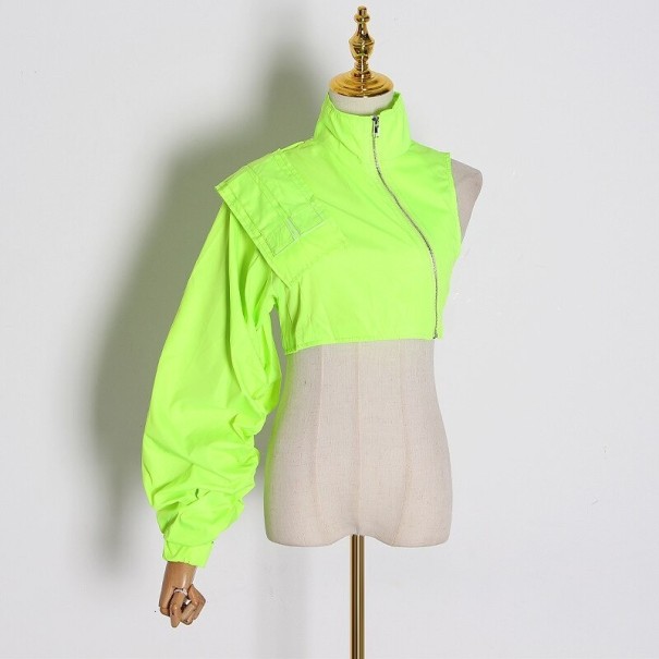 Top court asymétrique pour femmes P1936 vert fluo M