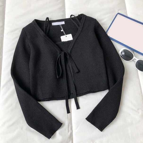 Top court et pull pour femme noir