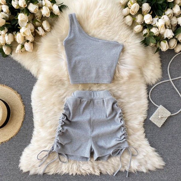 Top court pour femmes et short B964 gris