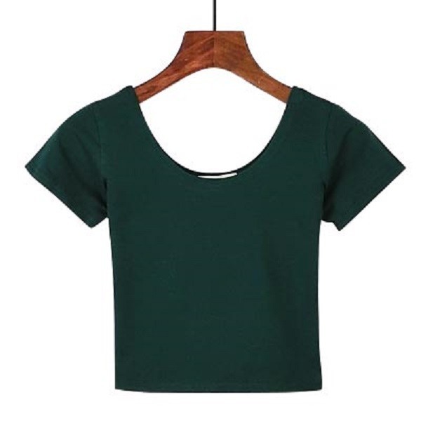Top crop básico feminino verde escuro XS