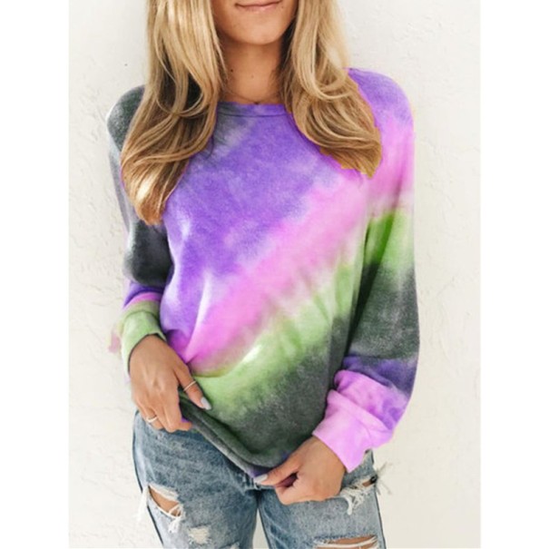Top da donna arcobaleno con maniche lunghe viola M