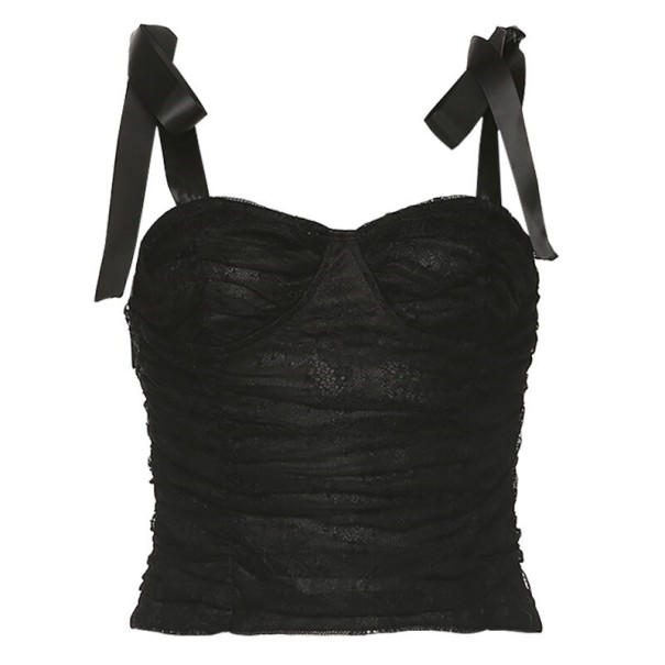 Top da donna con fiocchi nero XS