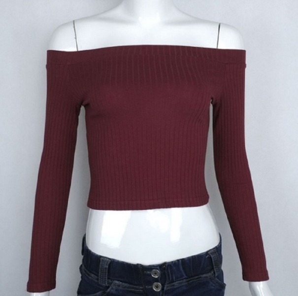 Top da donna con maniche lunghe J3202 bordeaux XS